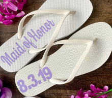Load image into Gallery viewer, Bridal Party Flip Flops, Bride to Be, Future Mrs, Bride Sandals