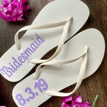Load image into Gallery viewer, Bridal Party Flip Flops, Bride to Be, Future Mrs, Bride Sandals