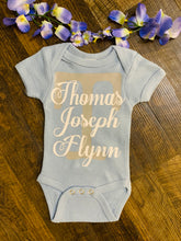 Load image into Gallery viewer, Baby Monogram Name Customized Personalized Onesie or Tshirt
