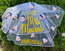Load image into Gallery viewer, Custom Photo Face Veil for any Bride, Bachelorette Bridal Shower Veil with Grooms Face