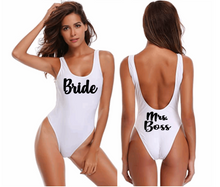 Load image into Gallery viewer, Customized Bride One Piece Swimsuit for Bachelorette, Honeymoon, Wedding!