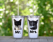 Load image into Gallery viewer, Custom Photo Tumbler with Lid & Straw, Clear Plastic Tumbler Personalized with Photo/Text of your Choice