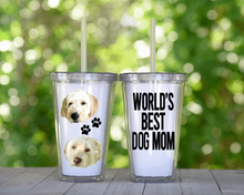 Load image into Gallery viewer, Custom Photo Tumbler with Lid & Straw, Clear Plastic Tumbler Personalized with Photo/Text of your Choice