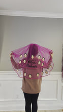 Load and play video in Gallery viewer, Pink Custom Photo Face Veil for any Bride, Bachelorette Bridal Shower Veil with Grooms Face