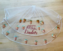 Load image into Gallery viewer, Custom Photo Face Veil for any Bride, Bachelorette Bridal Shower Veil with Grooms Face