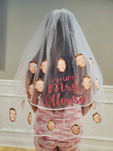 Load image into Gallery viewer, Custom Photo Face Veil for any Bride, Bachelorette Bridal Shower Veil with Grooms Face