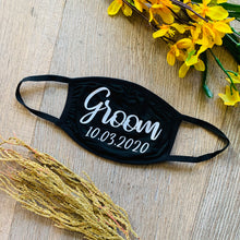 Load image into Gallery viewer, Bride and Groom Face Masks, Covid Wedding with Customized Date Facial Shields