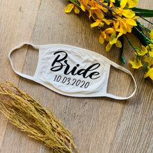 Load image into Gallery viewer, Bride and Groom Face Masks, Covid Wedding with Customized Date Facial Shields