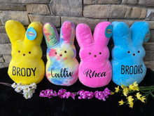 Load image into Gallery viewer, Personalized 15in Easter Peep Plush, Easter Bunny Plush Peeps, Easter Basket, Custom Peeps Bunny, Personalized Kids Gift, Baby Girl Name
