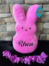 Load image into Gallery viewer, Personalized 15in Easter Peep Plush, Easter Bunny Plush Peeps, Easter Basket, Custom Peeps Bunny, Personalized Kids Gift, Baby Girl Name
