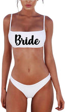 Load image into Gallery viewer, Bride Mrs. Honeymoon Bikini Two Piece Swim Suit, White Low Rise Bridal Bathing Suit
