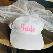 Load image into Gallery viewer, Bride Baseball Cap with attached Veil, Bride to Be Hat &amp; Veil
