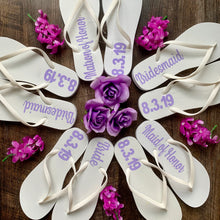 Load image into Gallery viewer, Bridal Party Flip Flops, Bride to Be, Future Mrs, Bride Sandals
