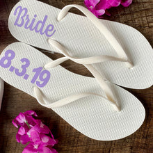 Load image into Gallery viewer, Bridal Party Flip Flops, Bride to Be, Future Mrs, Bride Sandals
