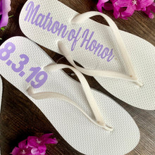 Load image into Gallery viewer, Bridal Party Flip Flops, Bride to Be, Future Mrs, Bride Sandals
