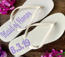 Load image into Gallery viewer, Bridal Party Flip Flops, Bride to Be, Future Mrs, Bride Sandals
