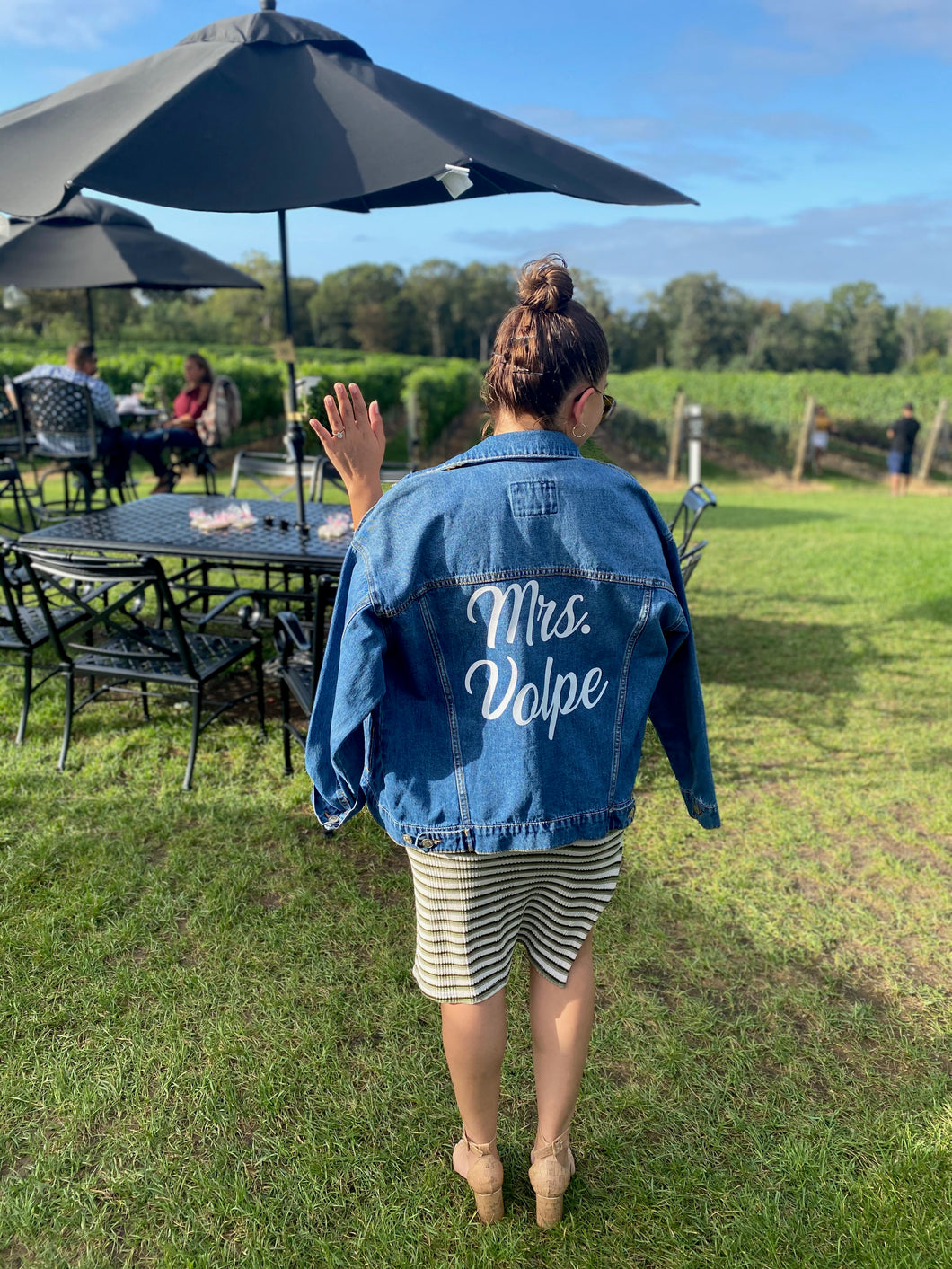 Bride Future Mrs Fiance Customized Last Name Jean Denim Jacket,