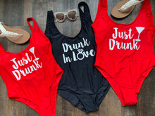 Load image into Gallery viewer, Drunk In Love, Just Drunk One Piece Matching Bathing Suits for Bridal Party
