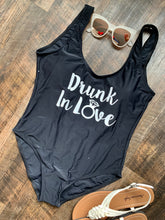 Load image into Gallery viewer, Drunk In Love, Just Drunk One Piece Matching Bathing Suits for Bridal Party
