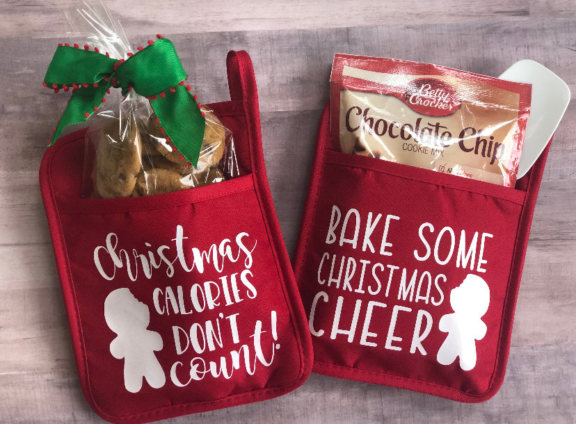 pot holder cookie mix gift Holiday Christmas Baking Gift Set, Brownies Cookies Oven Mitt Mixer Bu –  CourtlyCustom