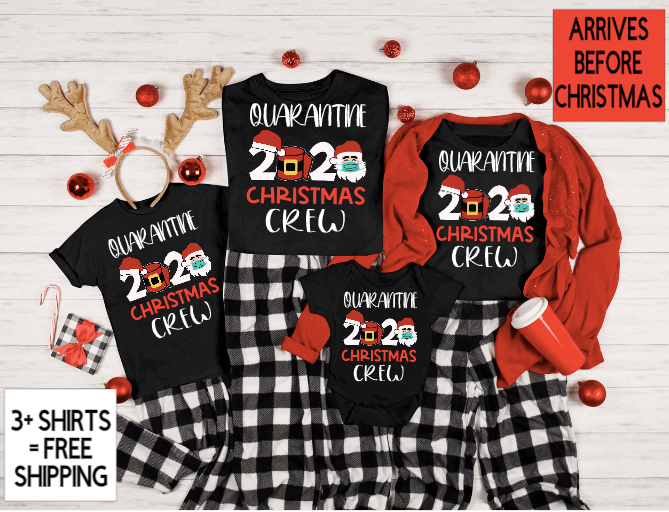 Quarantine 2020 Christmas Crew Shirts, Matching Family Holiday Tshirts