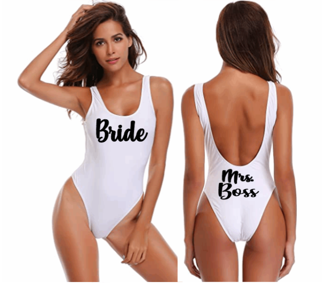 Customized Bride One Piece Swimsuit for Bachelorette, Honeymoon, Wedding!