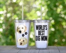 Load image into Gallery viewer, Custom Photo Tumbler with Lid &amp; Straw, Clear Plastic Tumbler Personalized with Photo/Text of your Choice
