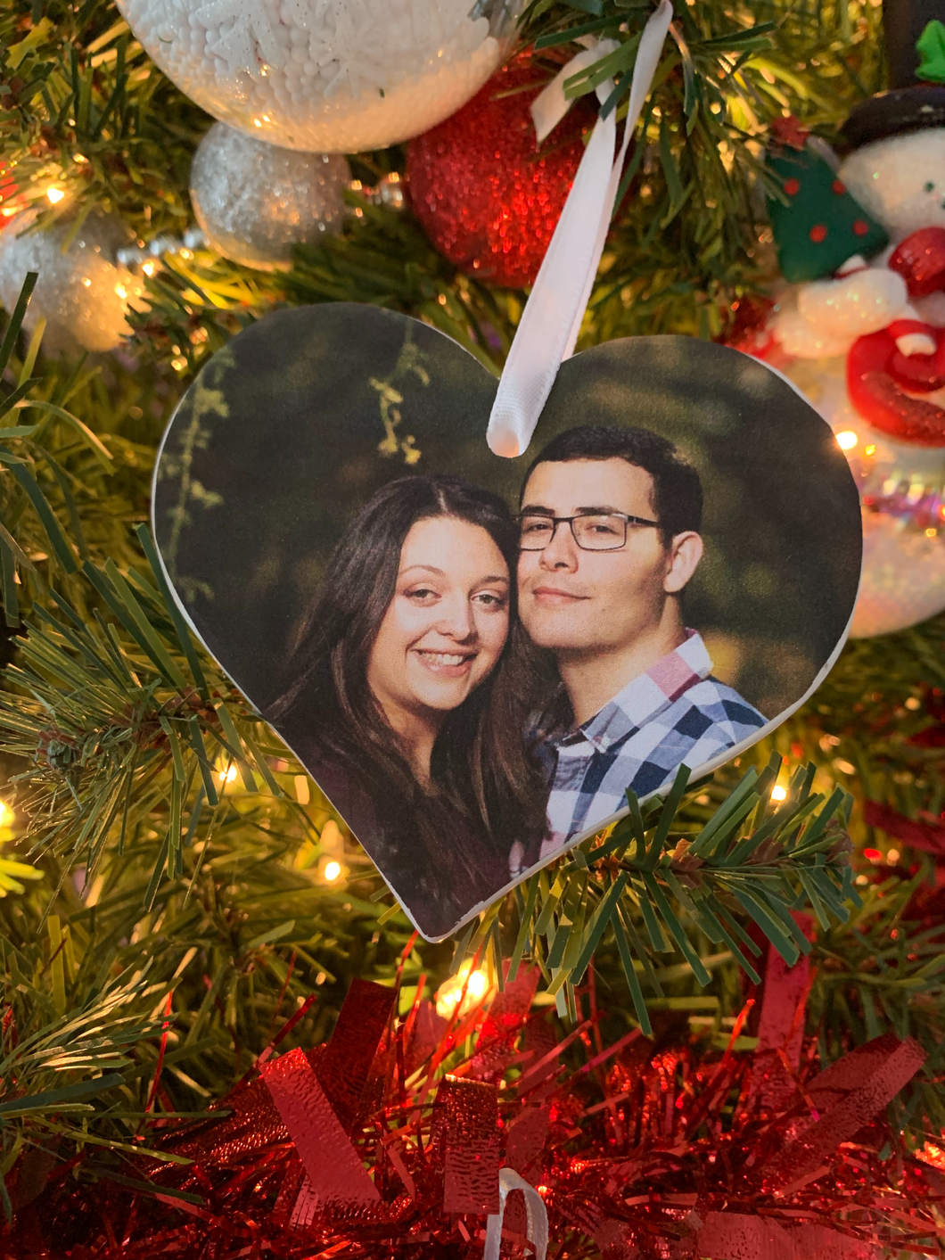 Custom Photo Ornament, Picture or Bitmoji Personalized Holiday Hanging Ornament