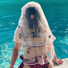 Load image into Gallery viewer, Custom Photo Face Veil for any Bride, Bachelorette Bridal Shower Veil with Grooms Face
