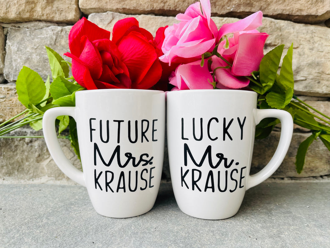 Future Mrs Lucky Mr Matching Mug Bundle Set for Engagement