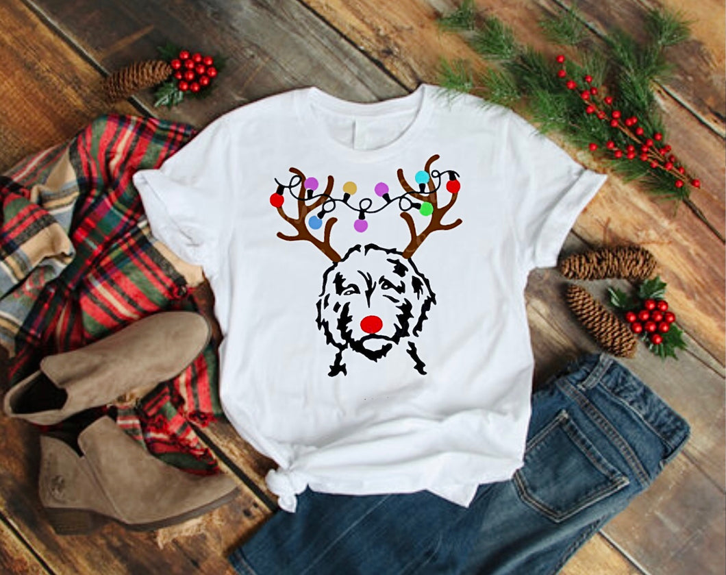 Reindeer Goldendoodle Tshirt, Dog Lover Holiday Shirt