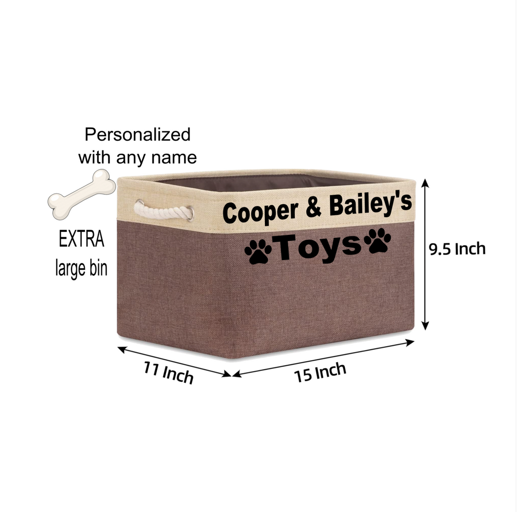 Personalized Foldable Pet Toy Storage Basket