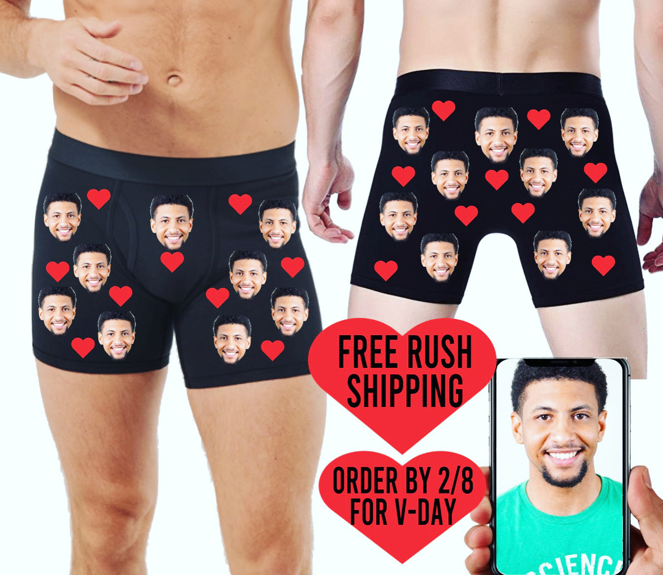 Funny personalized BELONG boxers with a picture of your face for a gift