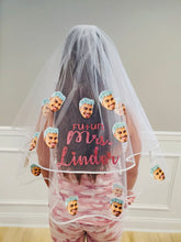 Load image into Gallery viewer, Custom Photo Face Veil for any Bride, Bachelorette Bridal Shower Veil with Grooms Face
